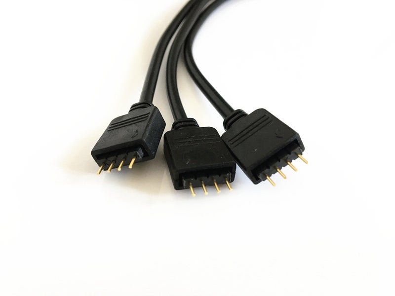 HUALAND 2 pcs Black 4 Pins LED Splitter Cable LED Strip Connector 3 Way Splitter Y Splitter for One to Three RGB 5050 3528 Light Strips with 8 Male 4 Pin Plugs - Image 4